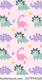 Cute Dinosaurs pattern background. Children pattern with Dinosaurs. Perfect for fashion clothes, shirt, fabrics, textiles, wallpaper, decor, illustration, print, packaging. SSTKbackgrounds