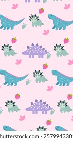 Cute Dinosaurs pattern background. Children pattern with Dinosaurs. Perfect for fashion clothes, shirt, fabrics, textiles, wallpaper, decor, illustration, print, packaging. SSTKbackgrounds