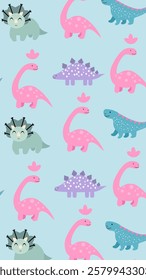 Cute Dinosaurs pattern background. Children pattern with Dinosaurs. Perfect for fashion clothes, shirt, fabrics, textiles, wallpaper, decor, illustration, print, packaging. SSTKbackgrounds