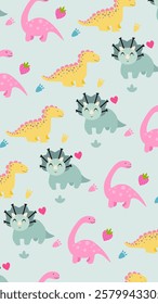 Cute Dinosaurs pattern background. Children pattern with Dinosaurs. Perfect for fashion clothes, shirt, fabrics, textiles, wallpaper, decor, illustration, print, packaging. SSTKbackgrounds