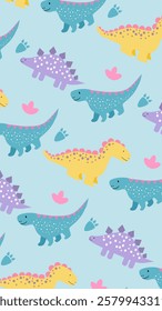 Cute Dinosaurs pattern background. Children pattern with Dinosaurs. Perfect for fashion clothes, shirt, fabrics, textiles, wallpaper, decor, illustration, print, packaging. SSTKbackgrounds