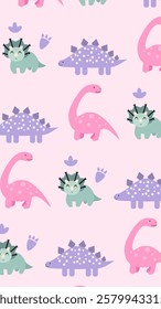 Cute Dinosaurs pattern background. Children pattern with Dinosaurs. Perfect for fashion clothes, shirt, fabrics, textiles, wallpaper, decor, illustration, print, packaging. SSTKbackgrounds