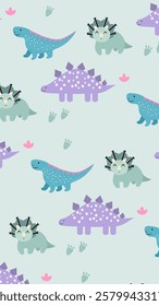 Cute Dinosaurs pattern background. Children pattern with Dinosaurs. Perfect for fashion clothes, shirt, fabrics, textiles, wallpaper, decor, illustration, print, packaging. SSTKbackgrounds