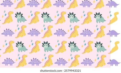 Cute Dinosaurs pattern background. Children pattern with Dinosaurs. Perfect for fashion clothes, shirt, fabrics, textiles, wallpaper, decor, illustration, print, packaging. SSTKbackgrounds