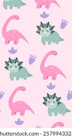 Cute Dinosaurs pattern background. Children pattern with Dinosaurs. Perfect for fashion clothes, shirt, fabrics, textiles, wallpaper, decor, illustration, print, packaging. SSTKbackgrounds