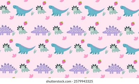 Cute Dinosaurs pattern background. Children pattern with Dinosaurs. Perfect for fashion clothes, shirt, fabrics, textiles, wallpaper, decor, illustration, print, packaging. SSTKbackgrounds