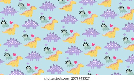 Cute Dinosaurs pattern background. Children pattern with Dinosaurs. Perfect for fashion clothes, shirt, fabrics, textiles, wallpaper, decor, illustration, print, packaging. SSTKbackgrounds