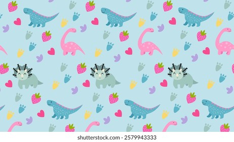 Cute Dinosaurs pattern background. Children pattern with Dinosaurs. Perfect for fashion clothes, shirt, fabrics, textiles, wallpaper, decor, illustration, print, packaging. SSTKbackgrounds