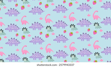 Cute Dinosaurs pattern background. Children pattern with Dinosaurs. Perfect for fashion clothes, shirt, fabrics, textiles, wallpaper, decor, illustration, print, packaging. SSTKbackgrounds