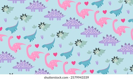 Cute Dinosaurs pattern background. Children pattern with Dinosaurs. Perfect for fashion clothes, shirt, fabrics, textiles, wallpaper, decor, illustration, print, packaging. SSTKbackgrounds