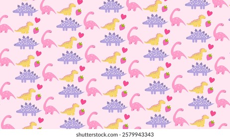 Cute Dinosaurs pattern background. Children pattern with Dinosaurs. Perfect for fashion clothes, shirt, fabrics, textiles, wallpaper, decor, illustration, print, packaging. SSTKbackgrounds