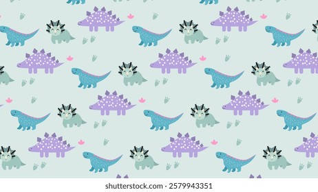 Cute Dinosaurs pattern background. Children pattern with Dinosaurs. Perfect for fashion clothes, shirt, fabrics, textiles, wallpaper, decor, illustration, print, packaging. SSTKbackgrounds