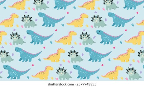 Cute Dinosaurs pattern background. Children pattern with Dinosaurs. Perfect for fashion clothes, shirt, fabrics, textiles, wallpaper, decor, illustration, print, packaging. SSTKbackgrounds