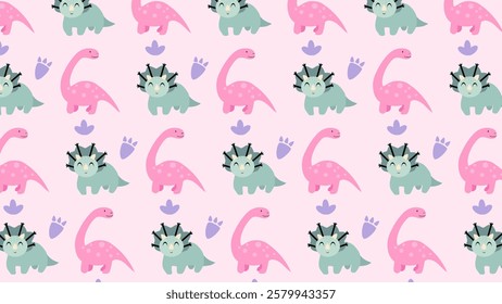 Cute Dinosaurs pattern background. Children pattern with Dinosaurs. Perfect for fashion clothes, shirt, fabrics, textiles, wallpaper, decor, illustration, print, packaging. SSTKbackgrounds