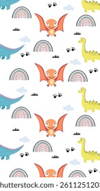 Cute Dinosaurs pattern background. Children pattern with Dinosaurs. Perfect for fashion clothes, shirt, fabrics, textiles, wallpaper, decor, illustration, print, packaging. SSTKbackgrounds