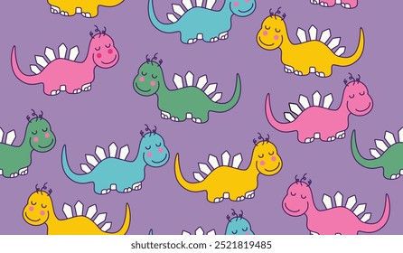 Dinossauros bonitos padrão de fundo vetor design