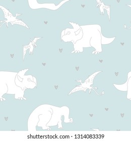 Cute dinosaurs pattern. Hand drawn children's illustration for fashion clothes, shirt, fabric
