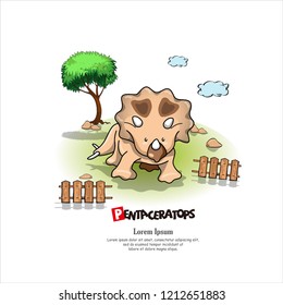 cute dinosaurs pentaceratops  cartoon