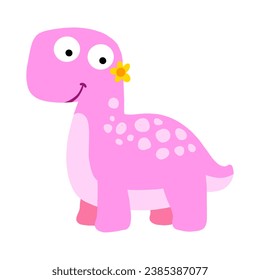 Cute Dinosaurs seamless pattern. Children pattern with dinos, palms and berries. Perfect for fashion clothes, shirt, fabrics, textiles. Scandinavian design. Vector Kids pink dino.