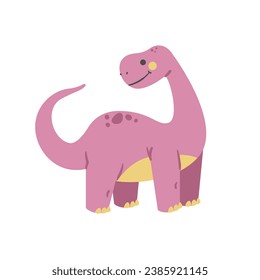 Cute Dinosaurs seamless pattern. Children pattern with dinos, palms and berries. Perfect for fashion clothes, shirt, fabrics, textiles. Scandinavian design. Vector Kids pink dino.