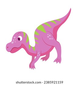 Cute Dinosaurs seamless pattern. Children pattern with dinos, palms and berries. Perfect for fashion clothes, shirt, fabrics, textiles. Scandinavian design. Vector Kids pink dino.