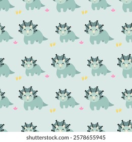 Cute Dinosaurs seamless pattern. Children pattern with Dinosaurs. Perfect for fashion clothes, shirt, fabrics, textiles, wallpaper, decor, illustration, print, packaging. SSTKbackgrounds