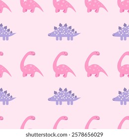 Cute Dinosaurs seamless pattern. Children pattern with Dinosaurs. Perfect for fashion clothes, shirt, fabrics, textiles, wallpaper, decor, illustration, print, packaging. SSTKbackgrounds