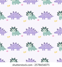 Cute Dinosaurs seamless pattern. Children pattern with Dinosaurs. Perfect for fashion clothes, shirt, fabrics, textiles, wallpaper, decor, illustration, print, packaging. SSTKbackgrounds