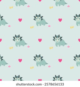 Cute Dinosaurs seamless pattern. Children pattern with Dinosaurs. Perfect for fashion clothes, shirt, fabrics, textiles, wallpaper, decor, illustration, print, packaging. SSTKbackgrounds