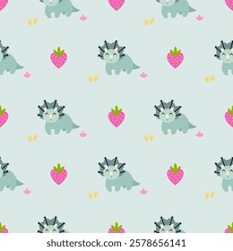 Cute Dinosaurs seamless pattern. Children pattern with Dinosaurs. Perfect for fashion clothes, shirt, fabrics, textiles, wallpaper, decor, illustration, print, packaging. SSTKbackgrounds
