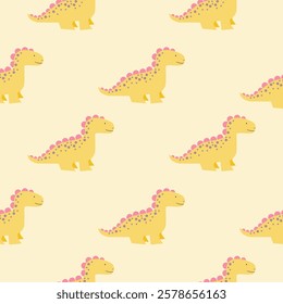 Cute Dinosaurs seamless pattern. Children pattern with Dinosaurs. Perfect for fashion clothes, shirt, fabrics, textiles, wallpaper, decor, illustration, print, packaging. SSTKbackgrounds