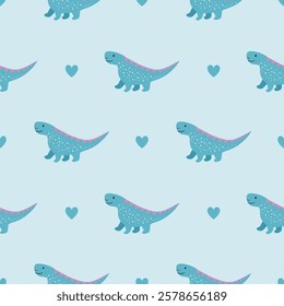Cute Dinosaurs seamless pattern. Children pattern with Dinosaurs. Perfect for fashion clothes, shirt, fabrics, textiles, wallpaper, decor, illustration, print, packaging. SSTKbackgrounds