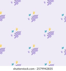 Cute Dinosaurs seamless pattern. Children pattern with Dinosaurs. Perfect for fashion clothes, shirt, fabrics, textiles, wallpaper, decor, illustration, print, packaging. SSTKbackgrounds