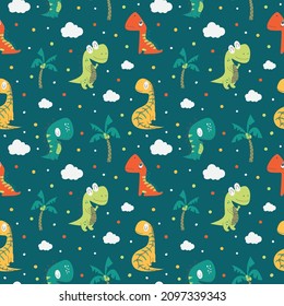 Cute Dinosaurs Seamless Pattern in organic style