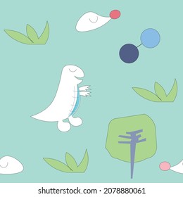 Cute Dinosaurs  seamless pattern.Vector illustration.