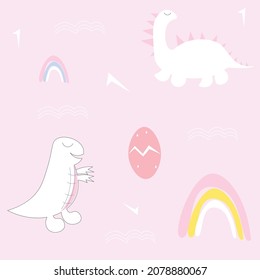 Cute Dinosaurs  seamless pattern.Vector illustration.