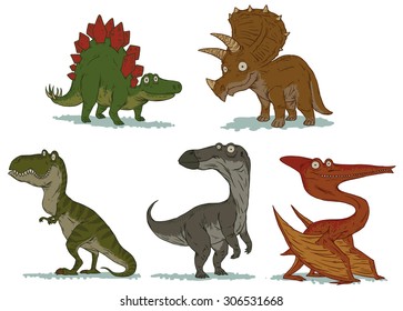 Cute dinosaurs set, vector