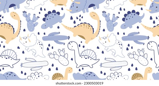 Patrón de Dinosaurios Cutos