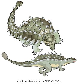 Cute Dinosaurs vector cartoon ankylosaurus