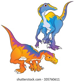 Cute Dinosaurs vector cartoon struthiomimus actions