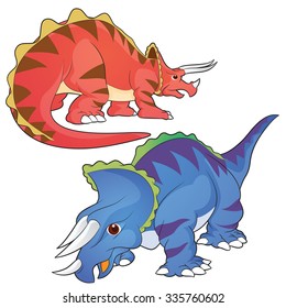 Cute Dinosaurs vector cartoon triceratops actions