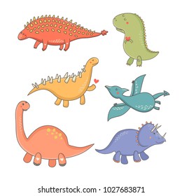 Cute dinosaurs vector collection. 