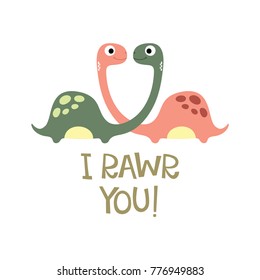 Cute dinosaurs vector illustration.