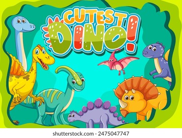 Cute dinosaurs in a vibrant scene