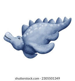 Cute dinosaurs watercolor elements design. vector illustration.