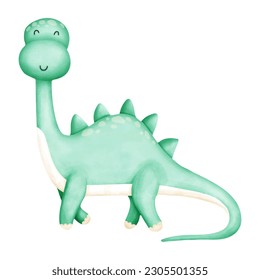 Cute dinosaurs watercolor elements design. vector illustration.