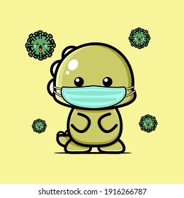 cute dinosaurs wear masks to prevent covid 19