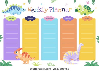 Cute Dinosaurs Weekly Planner Template