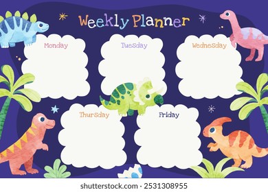 Cute Dinosaurs Weekly Planner Template