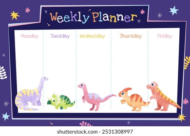 Cute Dinosaurs Weekly Planner Template